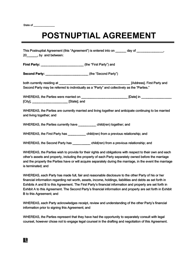 What Can Be Included in a Postnuptial Agreement?